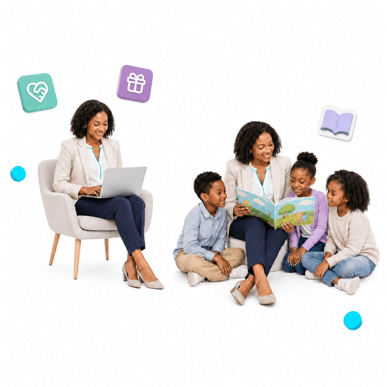 Employees volunteering together and logging their participation by phone