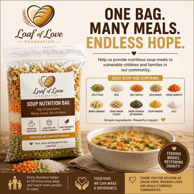 Help Loaf of Love Foundation by donating soup ingredients for vulnerable children and families