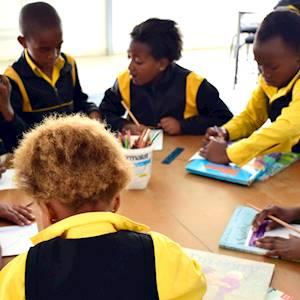 Masicorp's English Hub at Ukhanyo Primary School focuses on English education, building reading and literacy in primary school children, as well as supporting and modelling teaching methods to the teachers. This school, like many in South Africa, is overcrowded and under-resourced. Our English Hub is an accompaniment to the English syllabus, and strengthens and develops the language skills in a bright and well equipped learning environment.