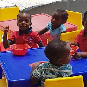 We feed our children 2 nutritious cooked meals a day.