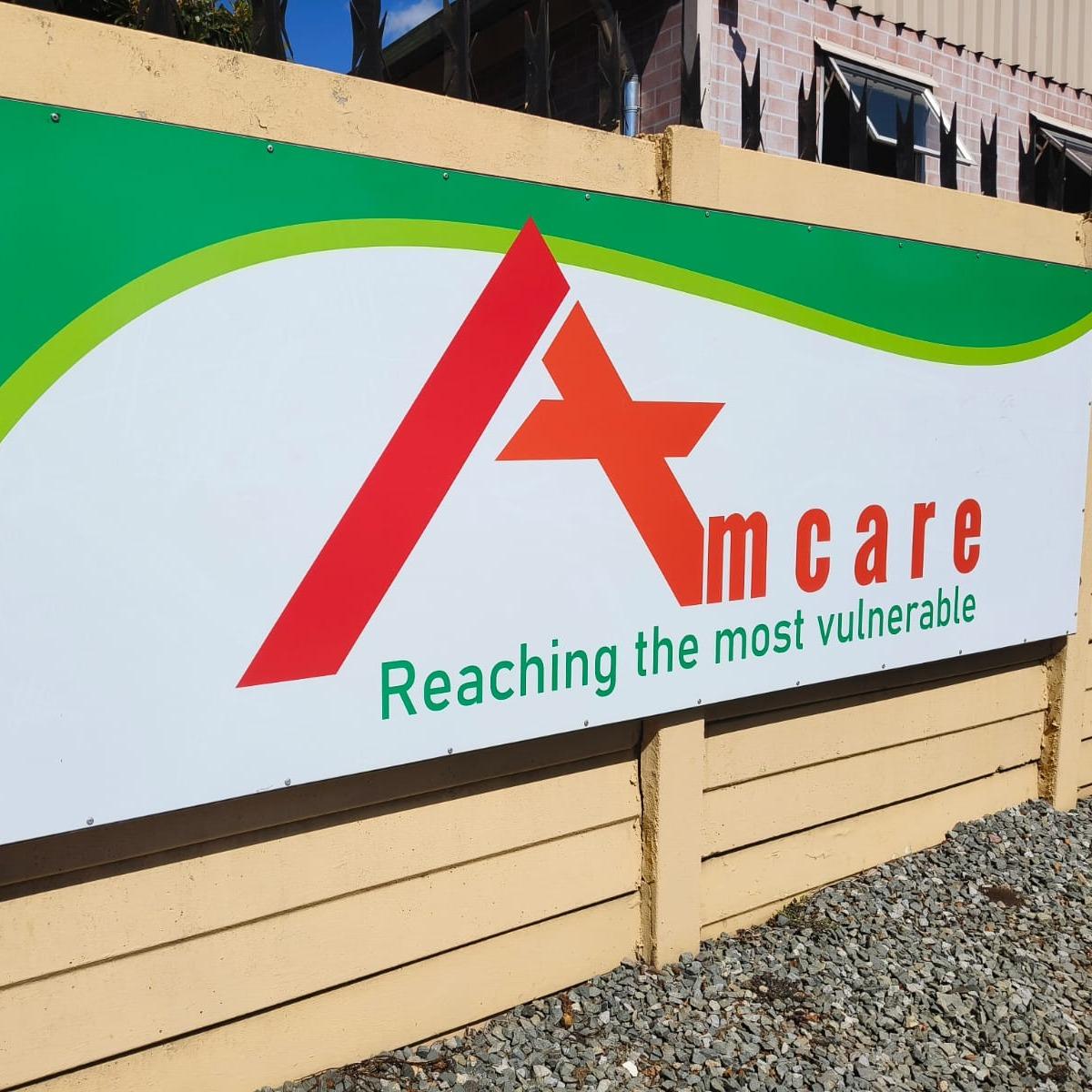 Amcare's logo at our front entrance
