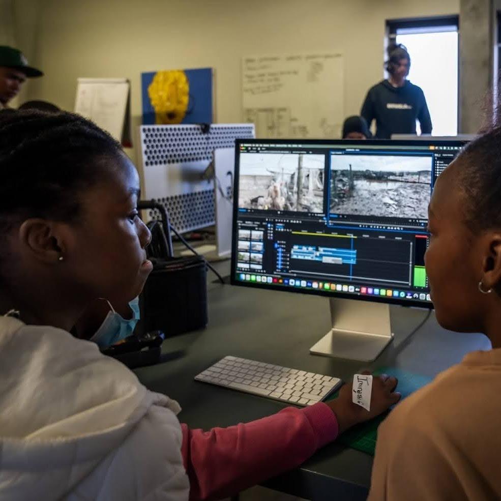 IkamvaYouth Grade 11 learners in the Western Cape editing videos for their Learner Doccies Project