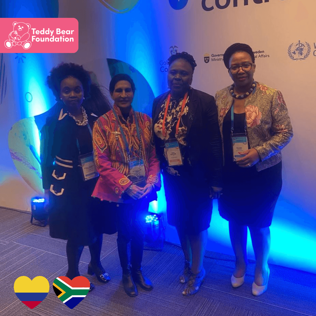 Dr. Shaheda Omar, representing The Teddy Bear Foundation, has travelled to Colombia for the first-ever Global Ministerial Conference on Ending Violence Against Children. Joined by Director Neliswa Cekiso, DDG Siza Magangoe, Sandra, and Dr. Safiso Ngobese from the Department of Basic Education, Shaheda is making an essential pledge on behalf of South Africa to end violence against children. With leaders like Minister Gladys Tolashe from the Department of Social Development and Sinah Moruane from