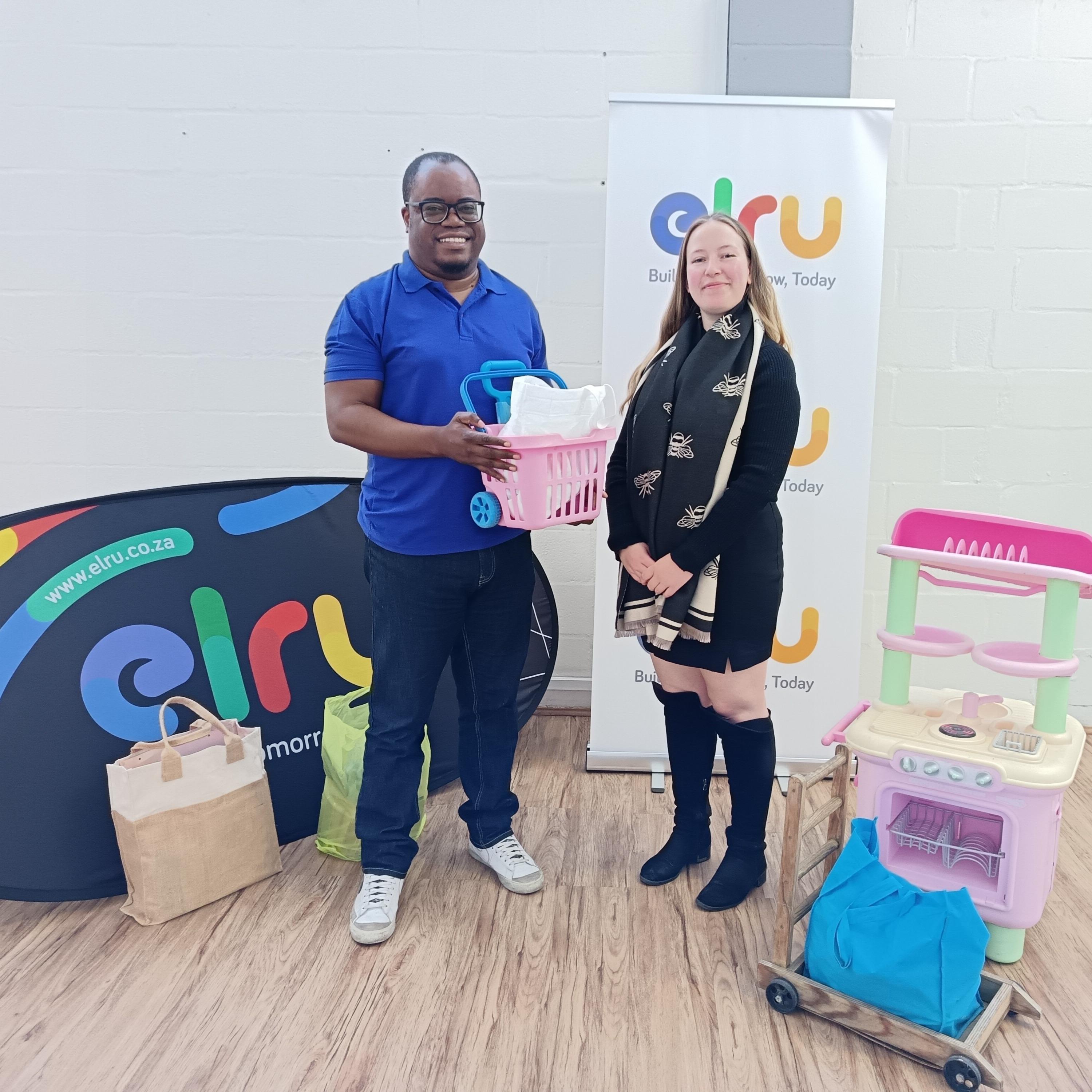Thank you Electrum for your thoughtful toy donation! The various toys, that will support the fantasy play, library and sensory play areas in ECD centres, will be distributed to centres in our network. Theodore Mufandauya, ELRU Finance Manager, accepted the donation from Gisele Mans of Electrum (pictured above). Thank you ForGood for connecting us and making this donation possible.