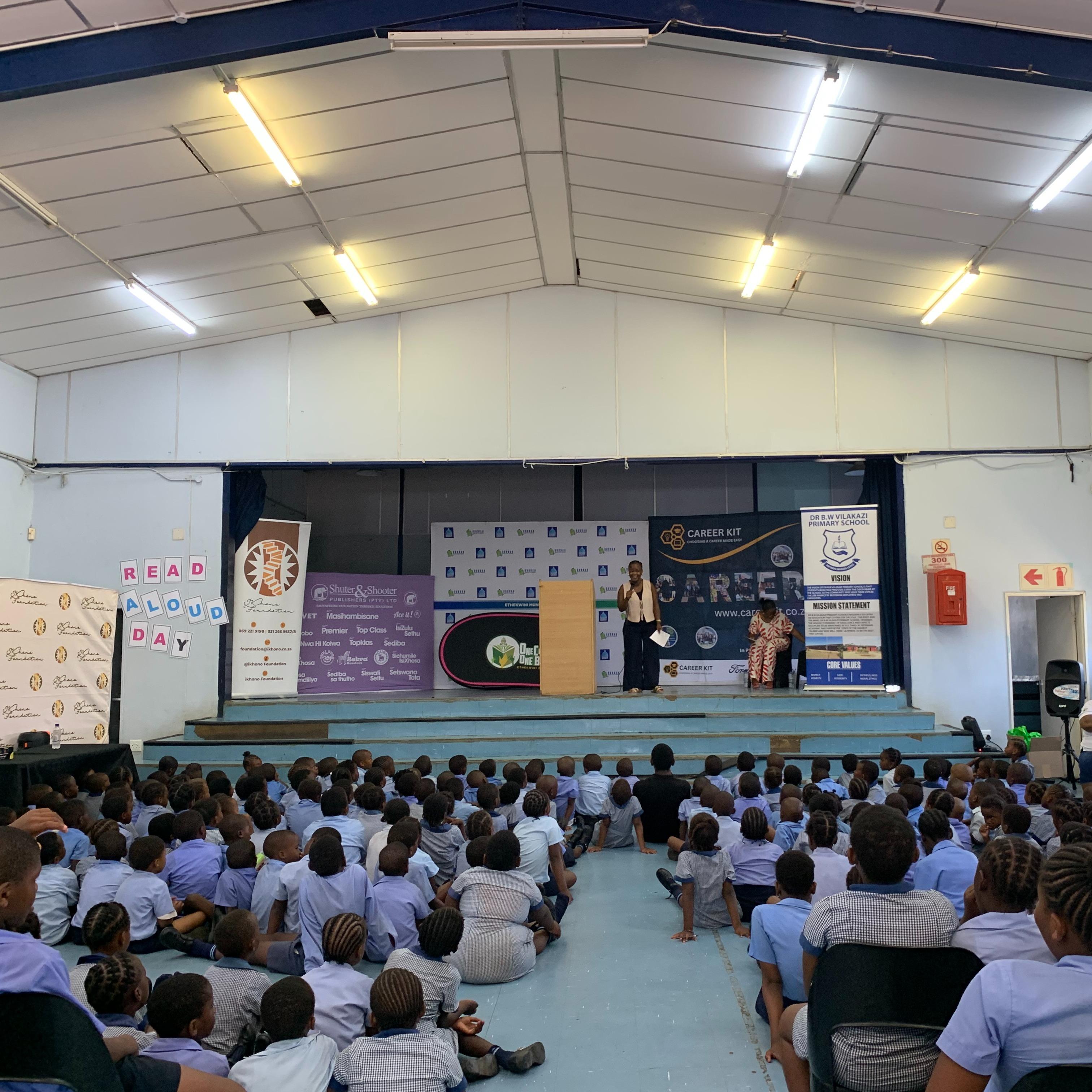On 4 February 2026, Ikhono Foundation hosted a vibrant World Read Aloud Day activation at Dr BW Vilakazi Primary School in KwaMashu. Learners participated in engaging reading sessions that promoted confidence and a love for literacy. Shuter & Shooter Publishers donated books for Grades 1–4, eThekwini Municipality Libraries promoted reading culture, and CareerKit engaged Grade 7 learners with career-readiness activities.