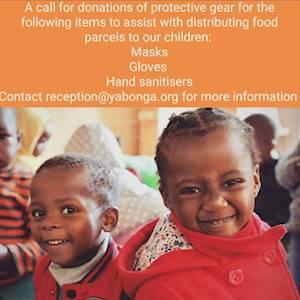 Help Yabonga Children's Project by donating masks, hand sanitisers, gloves for handing out food parcels to vulnerable families
