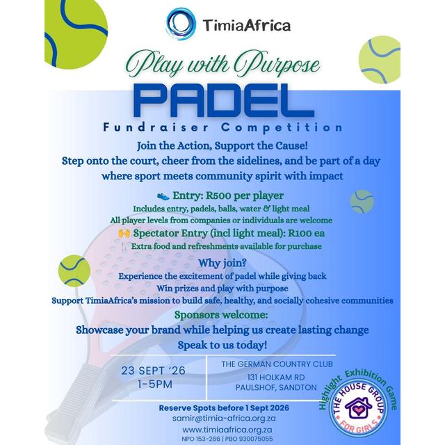 ''Play with Purpose" Padel Fundraiser Tournament.