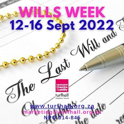 Have You updated Your Will? Find a participating Attorney during Free Wills Week from 12-16 Sept 2022. Take care of your loved ones and consider leaving a bequest to the Turfhall Cheshire Home. Thank you for making a difference.