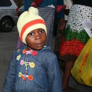 Scarves and beanies given out at the soup kitchen