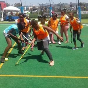 20 of Amcare's orphan and vulnerable girl children spend the day playing hockey at Decathlon Alberton.