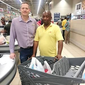 Mr Herman the manager of Forest Hill PnP , with Mr Maake founder of Mphatlalatsane Work Readiness Programme