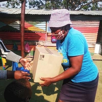 COVID 19 relief parcels being distributed