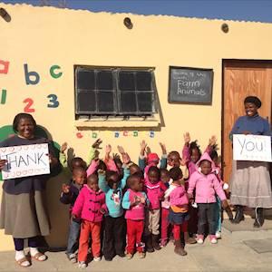 Hazel's class after a corporate renovation of her preschool, Olievenhoutbosch
