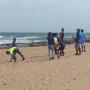 Sharing the moment of seeing the ocean for the first time with the children of Ya Bana Village