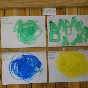 Children always so proud with their artwork displayed