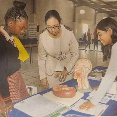 Rivlife assists students at the Careers Expo