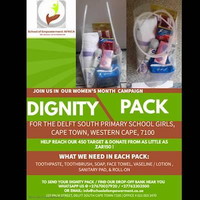 Help School of Empowerment NPC by donating DIGNITY PACKS for the Delft South Primary School Girls, Cape Town