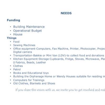 Help Siyabonga Dorah’s Ark Children’s Home & place of Safety by donating food items for Children