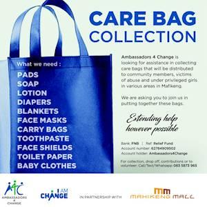 Help Ambassadors4Change by donating sanitary suppliers for less previledged girls and woman in Mafikeng rural