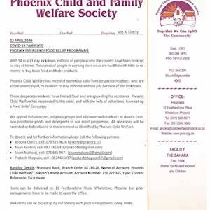 Help Phoenix Child Welfare by Donating food, toiletries, detergents ,non perishables for The poor in the community