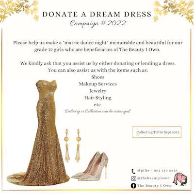 Help The Beauty I Own by Donating Dresses for Our Matric Dance Dress Drive