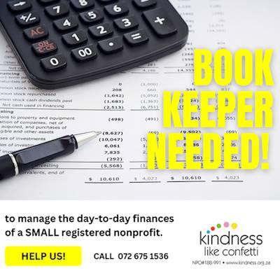 Help Kindness Like Confetti with 5 volunteers for bookkeeping services